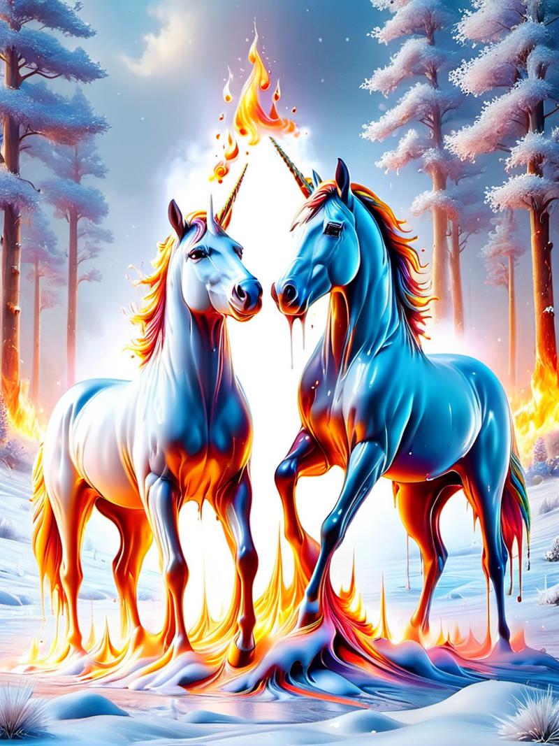 00067-600434612-venerable, Delightful, baby unicorns, bursting into gentle, warm flames, with a snow-covered landscape in the background made of.png